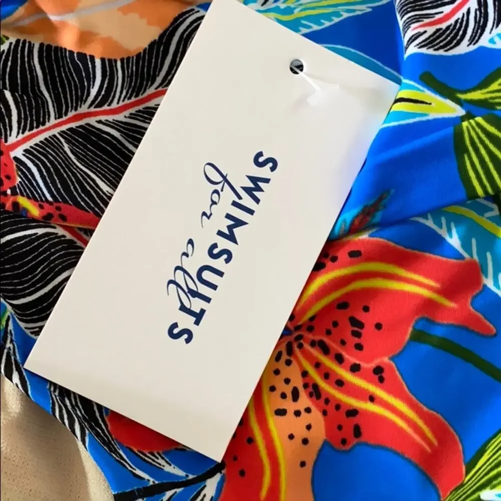 SWIMSUITS FOR ALL Blue Hawaiian foldover brief